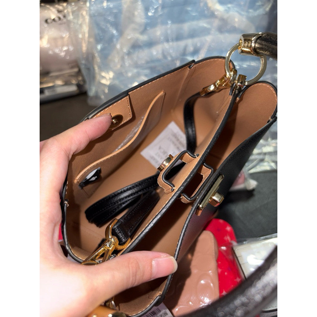 ORIG & IMPORTED KS Phoebe Mini and Small Top Handle Bucket Black Bag