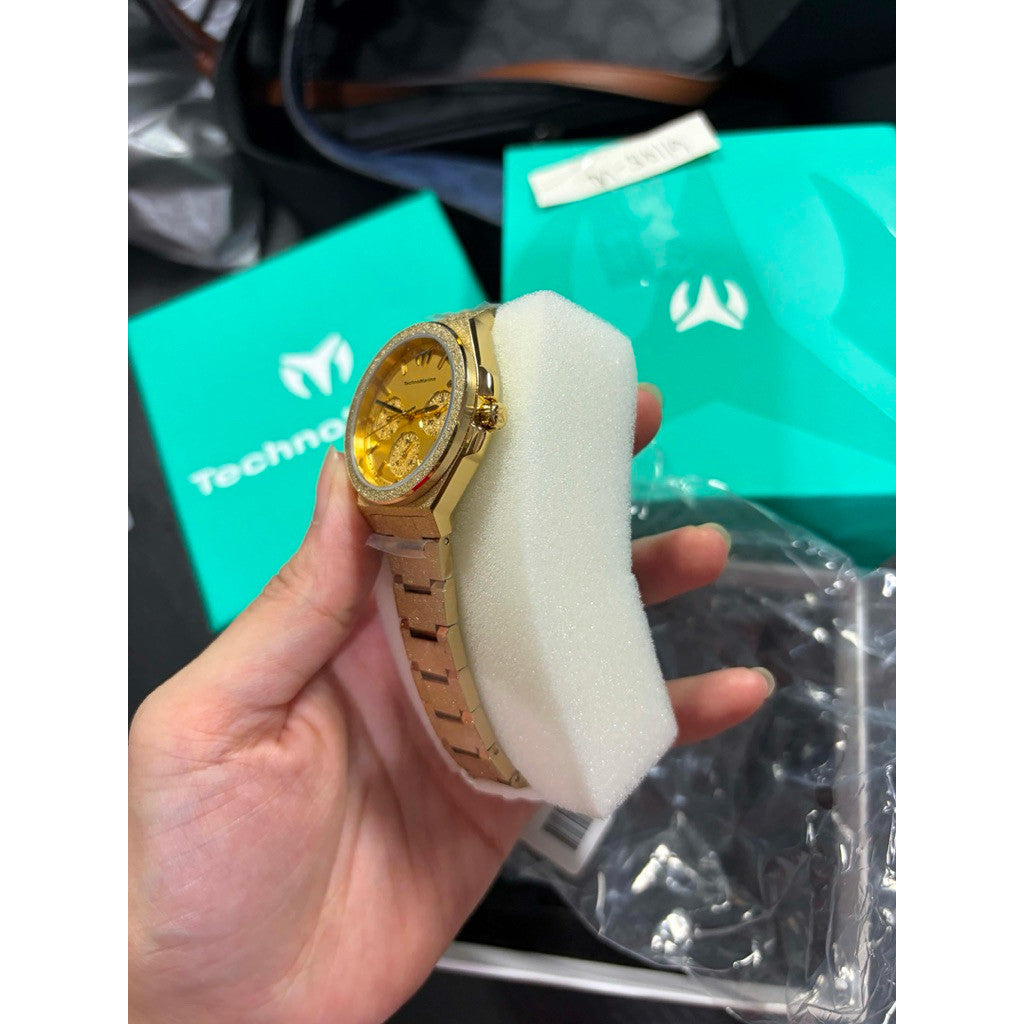 ORIG & IMPORTED Technomarine TM-318149  Ocean Empress 34mm Gold Dial Women's Quartz Watch