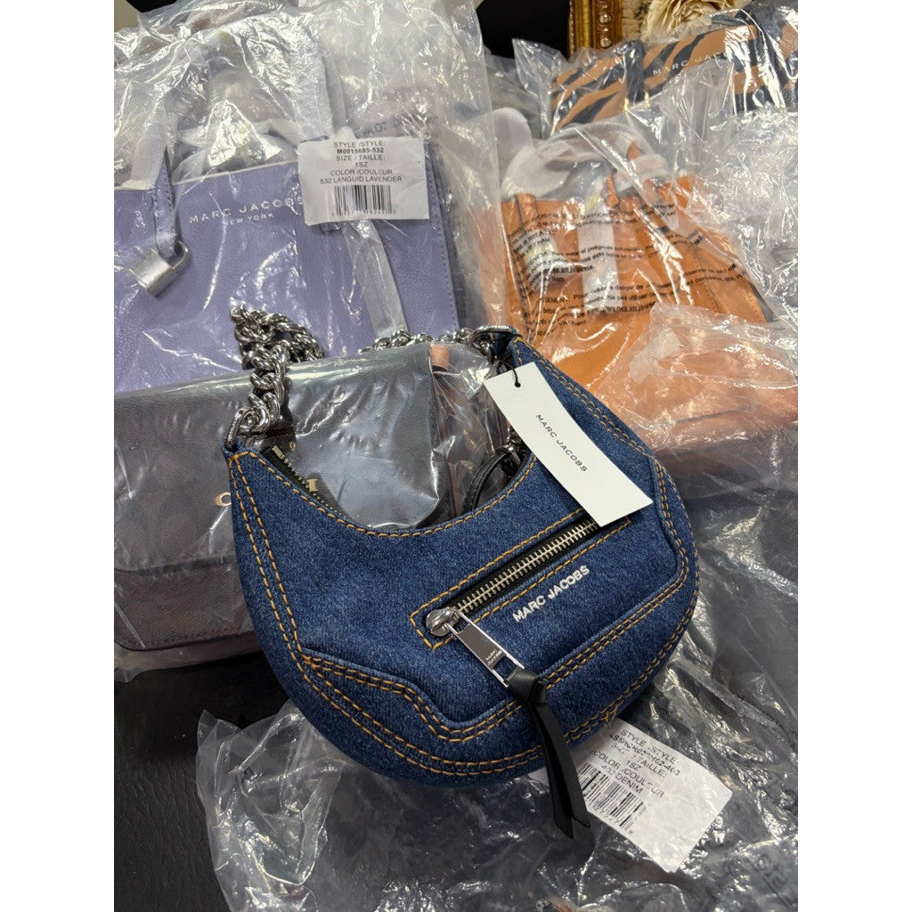 ORIG & IMPORTED MJ Denim Cruiser Mini Crescent Crossbody Shoulder Navy Blue Bag