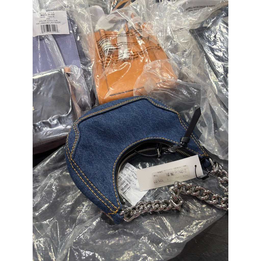 ORIG & IMPORTED MJ Denim Cruiser Mini Crescent Crossbody Shoulder Navy Blue Bag