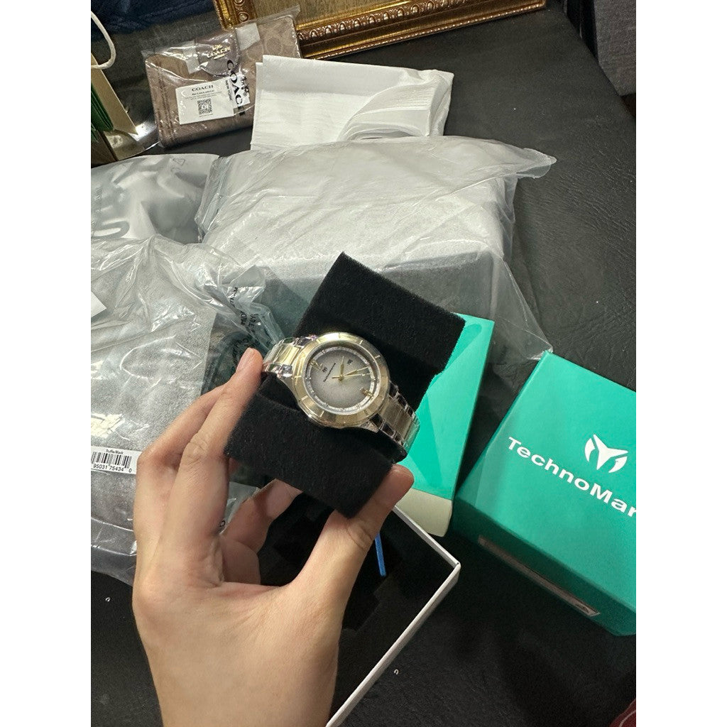 ORIG & IMPORTED Technomarine LUNA TM-826004 33mm Lady's Watch Two Tone Silver/Gold
