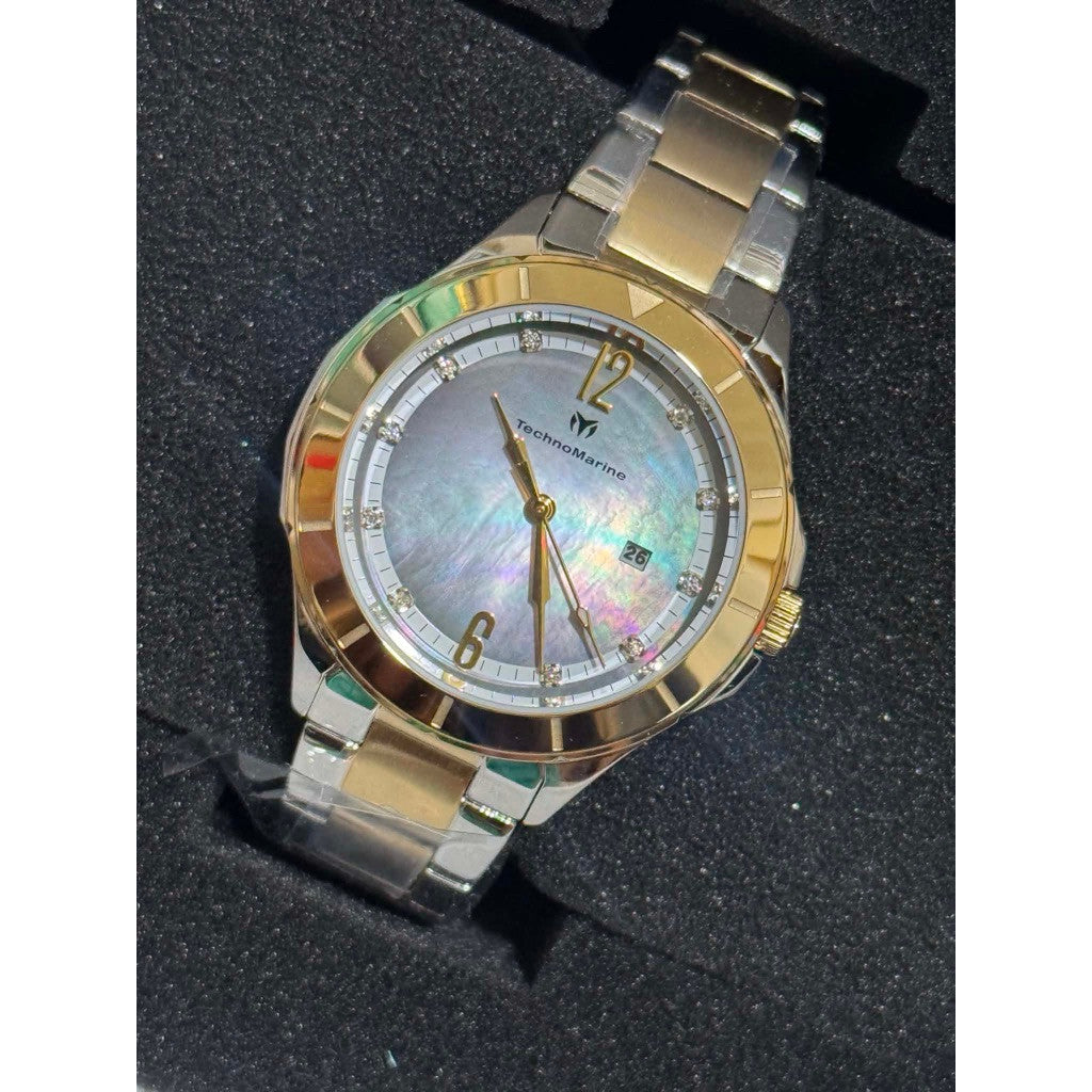 ORIG & IMPORTED Technomarine 33mm LUNA TM-825002 Silver/Gold Lady's Watch