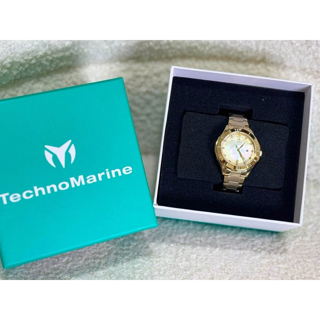 ORIG & IMPORTED Technomarine 33mm LUNA TM-826005 Lady's Gold Watch