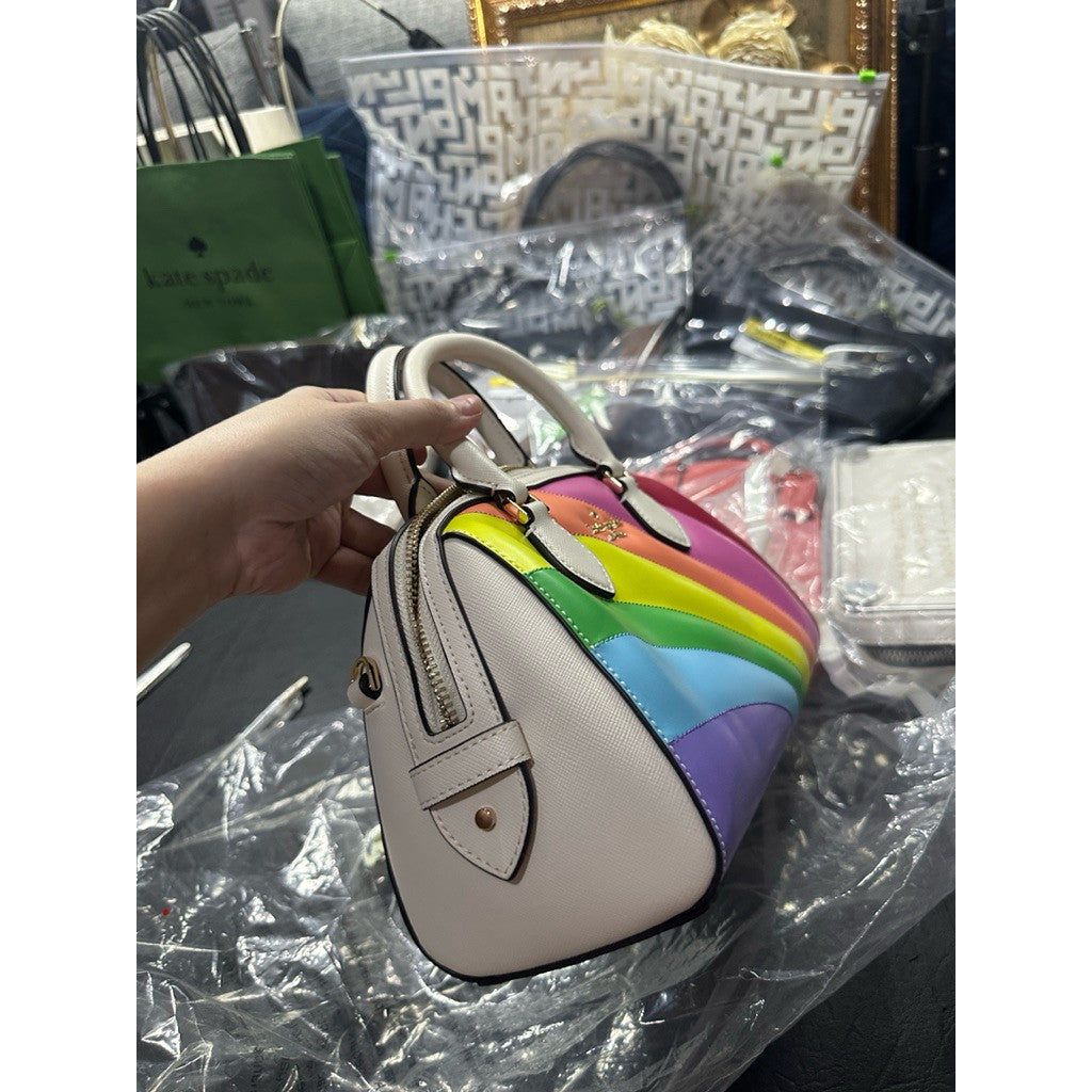 ORIG & IMPORTED KS Rainbow Duffle Crossbody White Bag