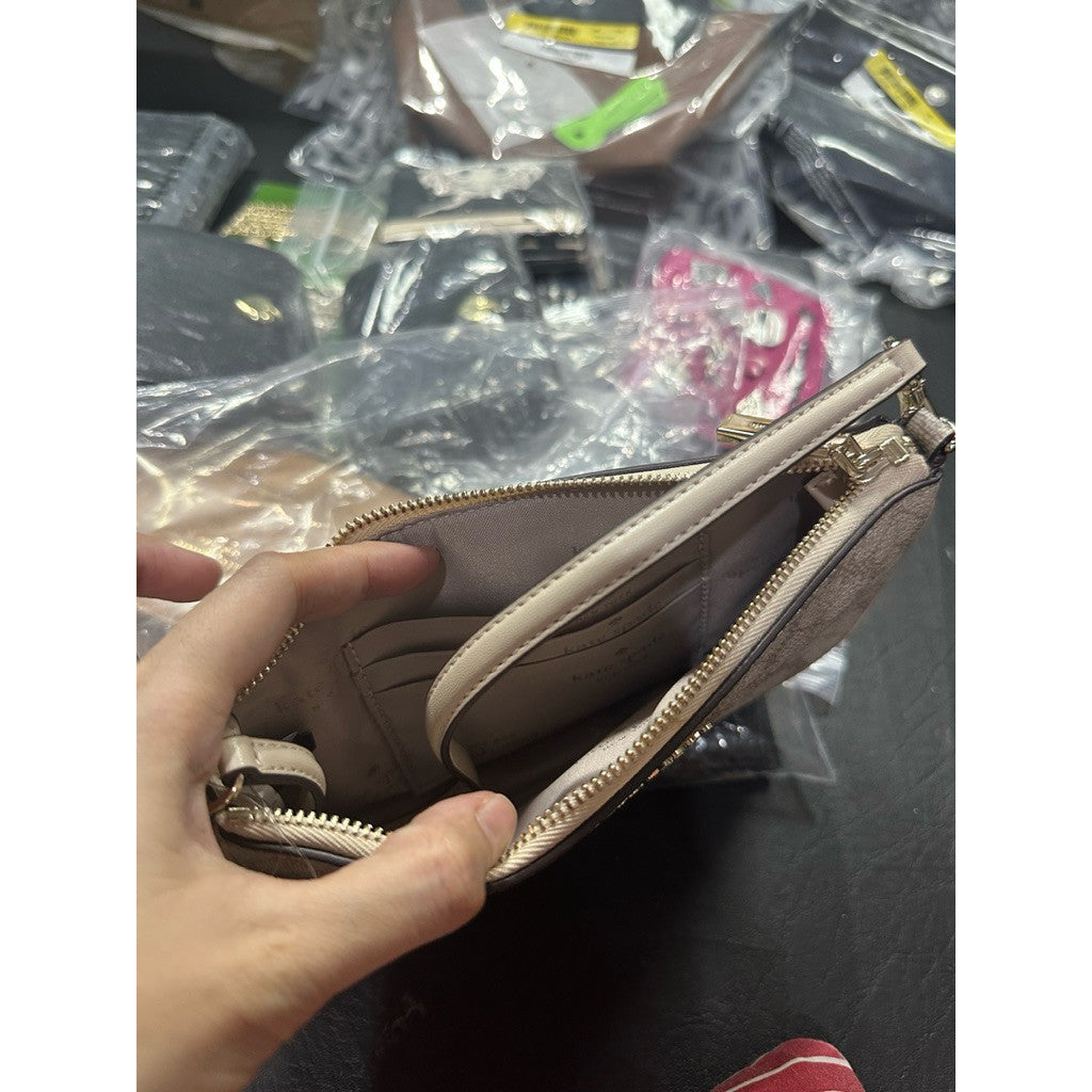 ORIG & IMPORTED KS Signature Spade Flower Convertible Wristlet Shoulder Bag Dark Beige