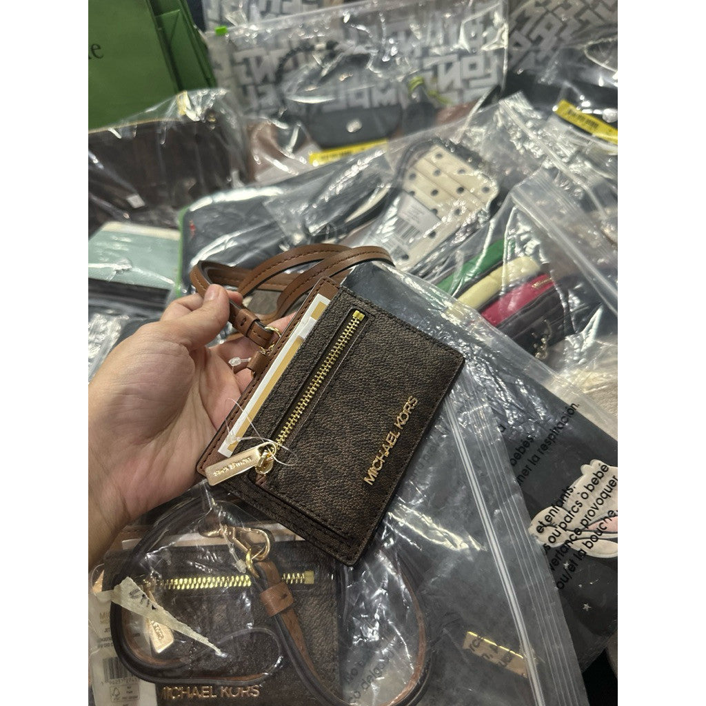 ORIG & IMPORTED MK Card Case ID Lanyard in Signature Brown