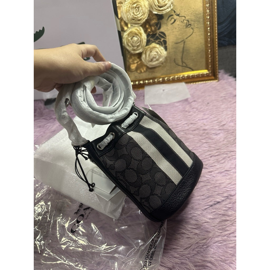 ORIG & IMPORTED CCH MINI DEMPSEY BUCKET BLACK BAG IN SIGNATURE JACQUARD