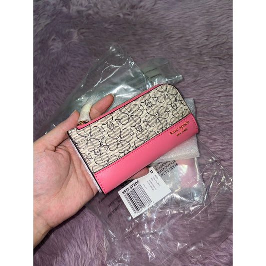 ORIG & IMPORTED KS Spade Flower Small Slim Bifold Pink Wallet