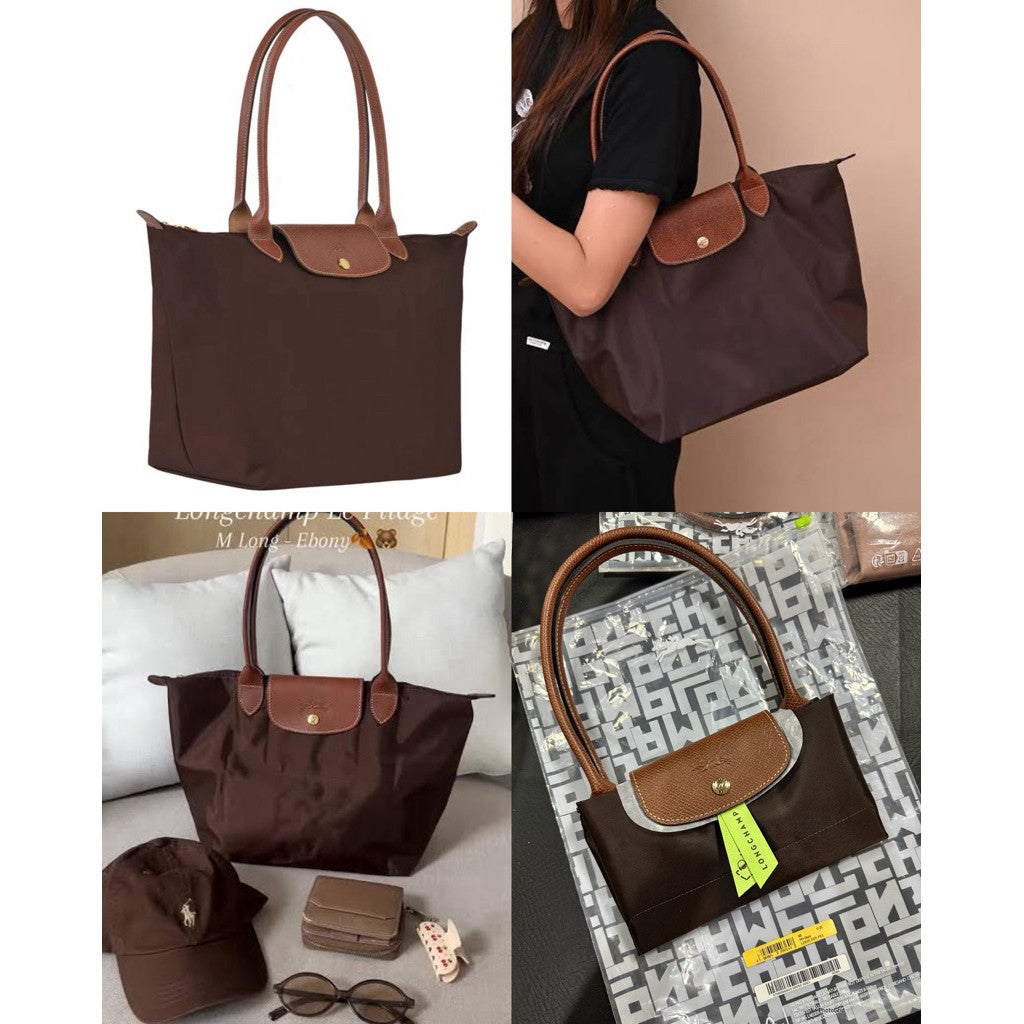ORIG & IMPORTED EBONY BROWN Longchamp LC Le Pliage Nylon Tote Bag