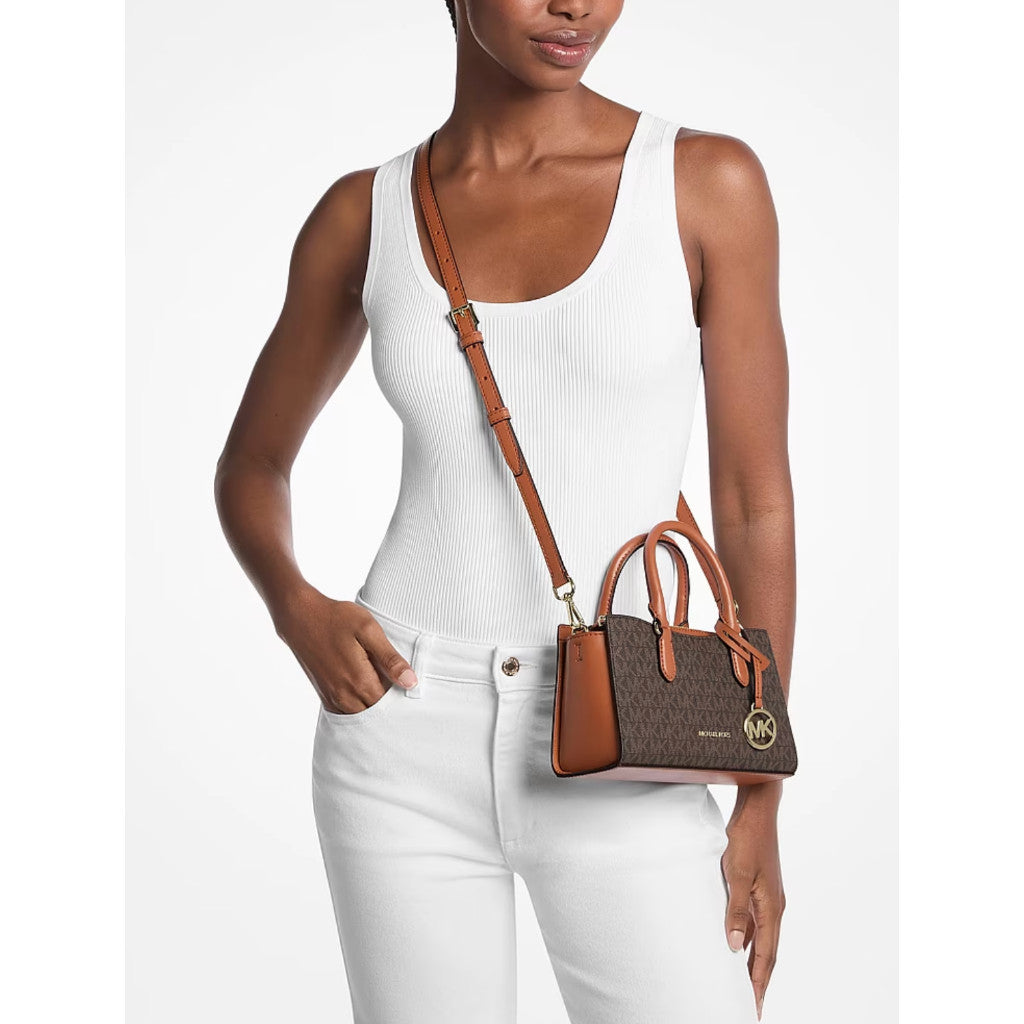 ORIG & IMPORTED MK Arden Small Signature Logo Satchel Brown/Beige Camel Bag