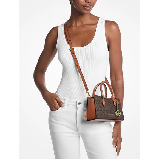 ORIG & IMPORTED MK Arden Small Signature Logo Satchel Brown/Beige Camel Bag