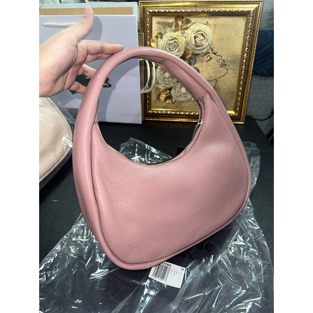 ORIG & IMPORTED KS Kayla Hobo Crescent Shoulder Bag Pink/Beige