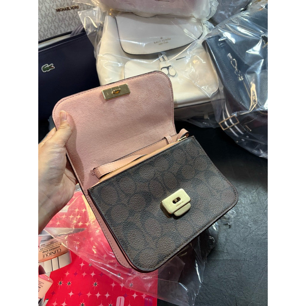 ORIG & IMPORTED CCH Mini Brynn Crossbody Small Flap Brown/Pink Bag