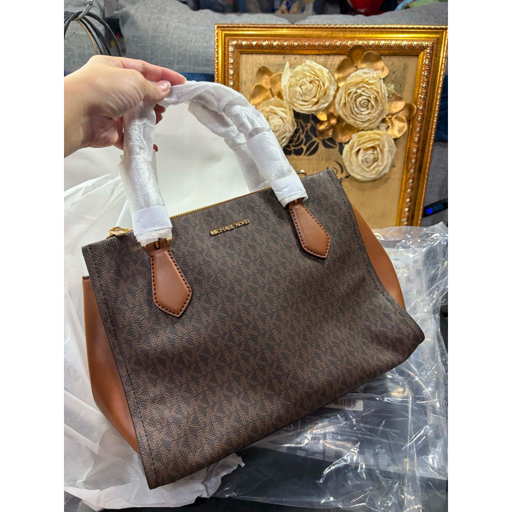 ORIG & IMPORTED MK Marilyn Medium Signature Logo Convertible Satchel Brown Bag