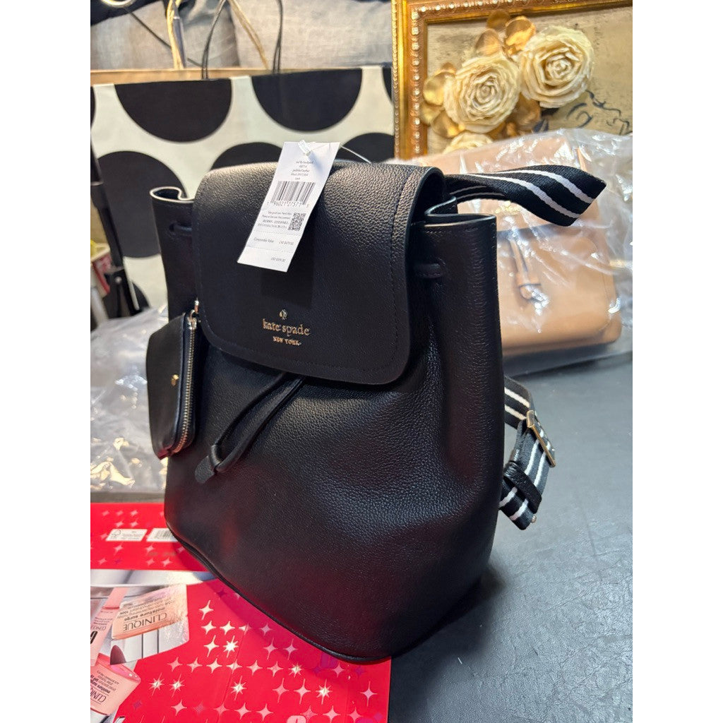ORIG & IMPORTED KS Rosie Flap Backpack Black Bag with Wallet