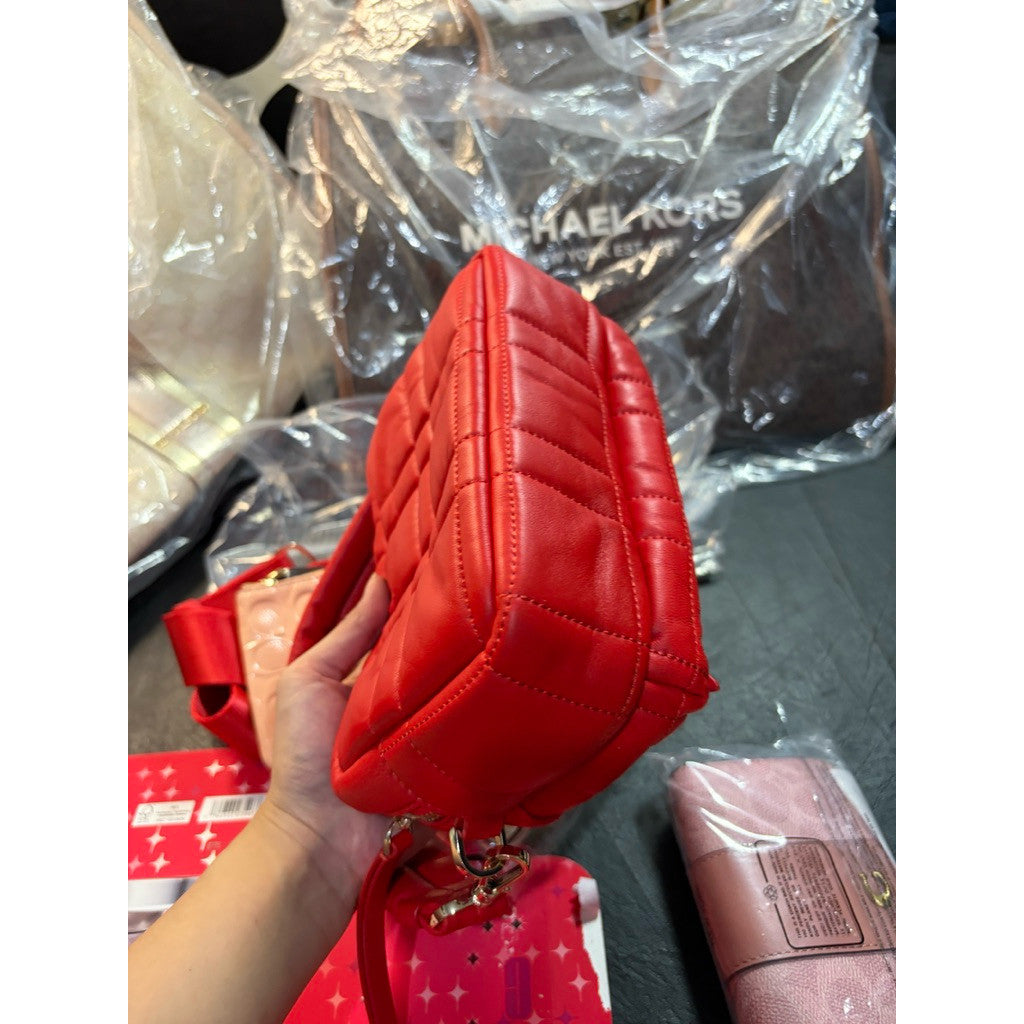 ORIG & IMPORTED KS Softwhere Quilted Leather Small Convertible Crossbody Red Bag