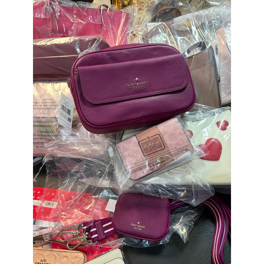 ORIG & IMPORTED KS Rosie Pebbled Leather Flap Camera Bag Magenta Pink