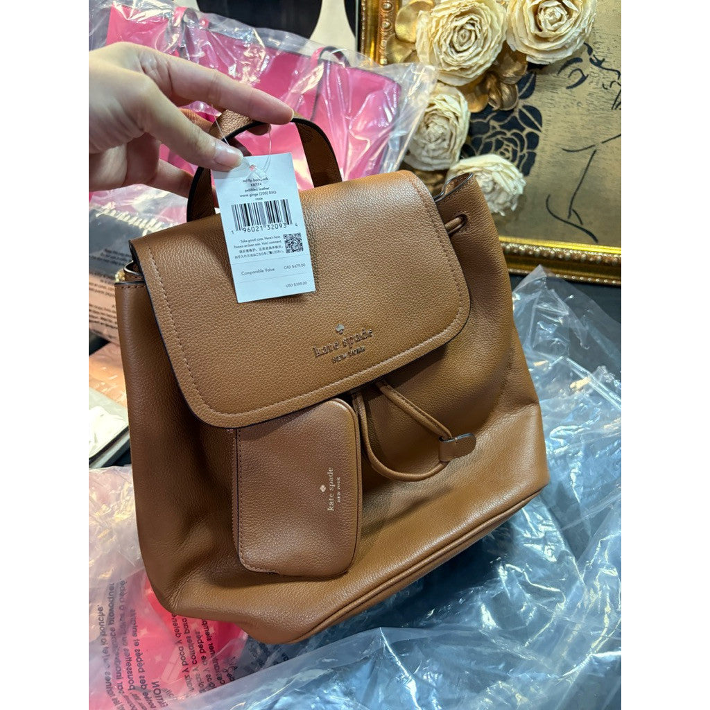 ORIG & IMPORTED KS Rosie Medium Flap Backpack Brown Bag with Wallet