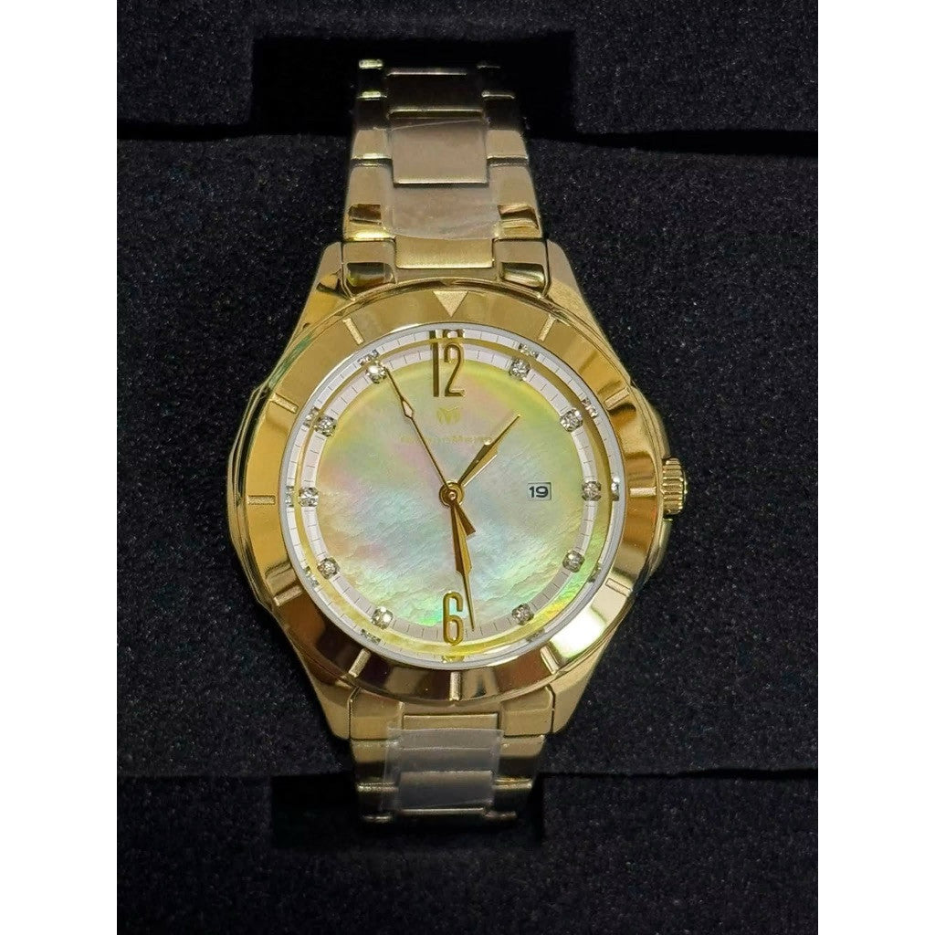 ORIG & IMPORTED Technomarine 33mm LUNA TM-826005 Lady's Gold Watch