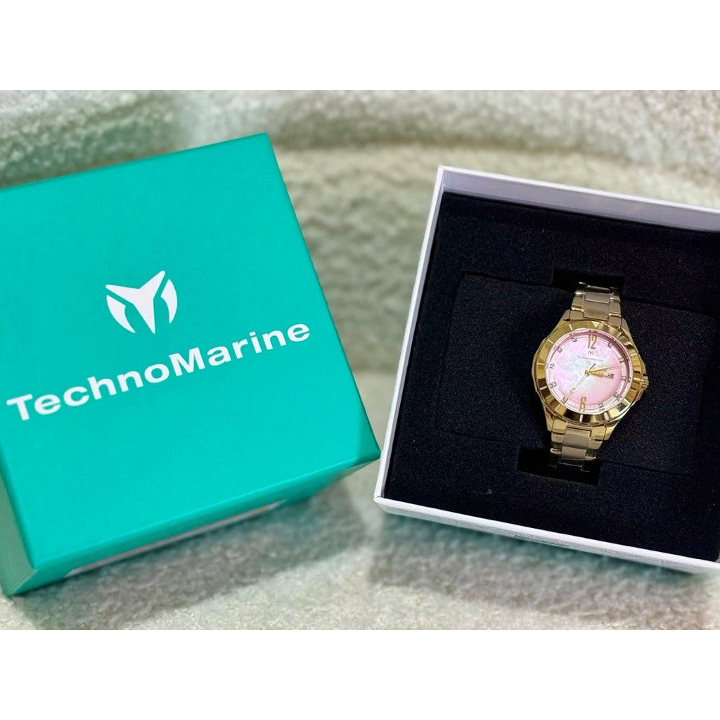 ORIG & IMPORTED Technomarine 33mm LUNA TM-825001 Gold Lady's Watch