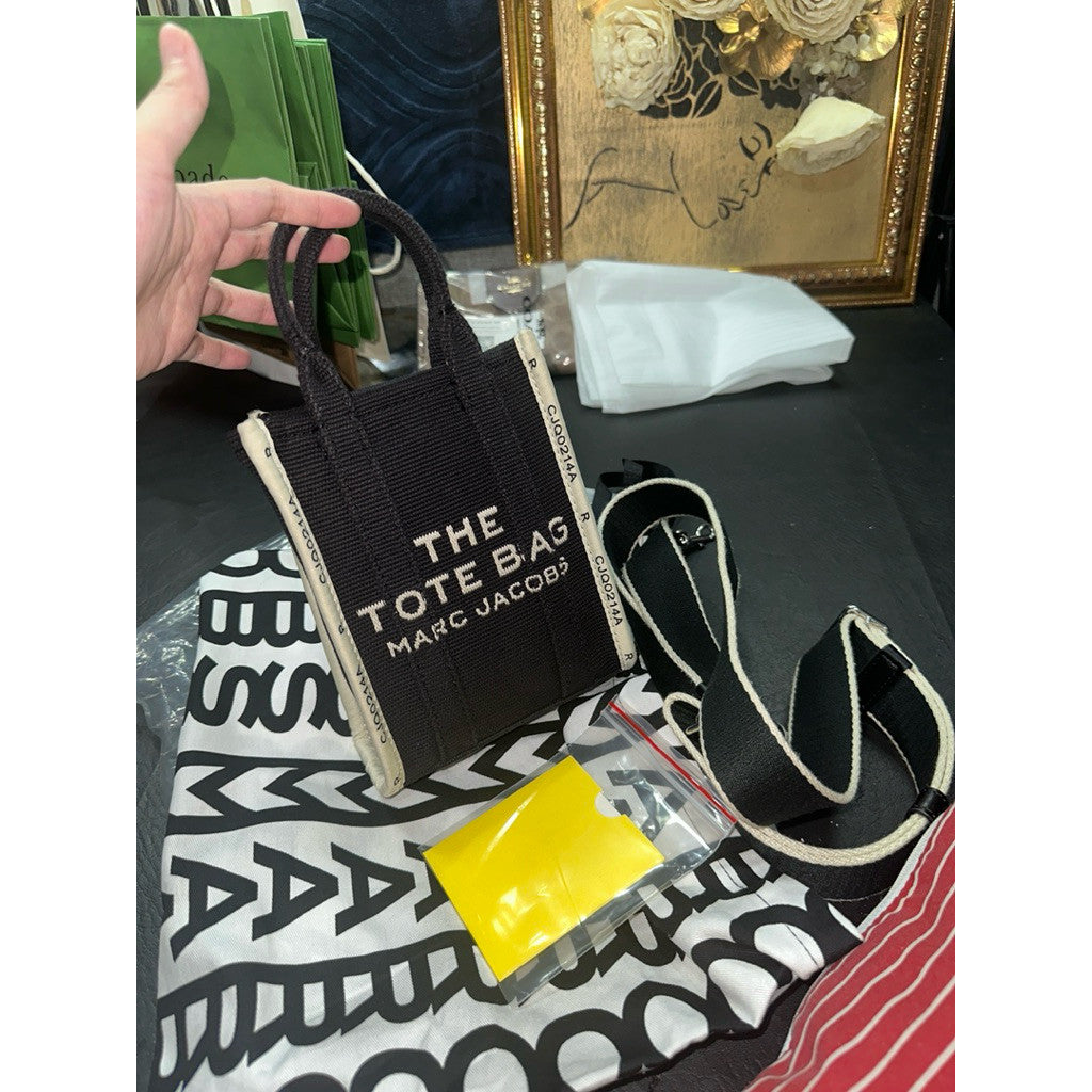 ORIG Preloved MJ The Jacquard Crossbody Mini Tote Phone White Bag Black