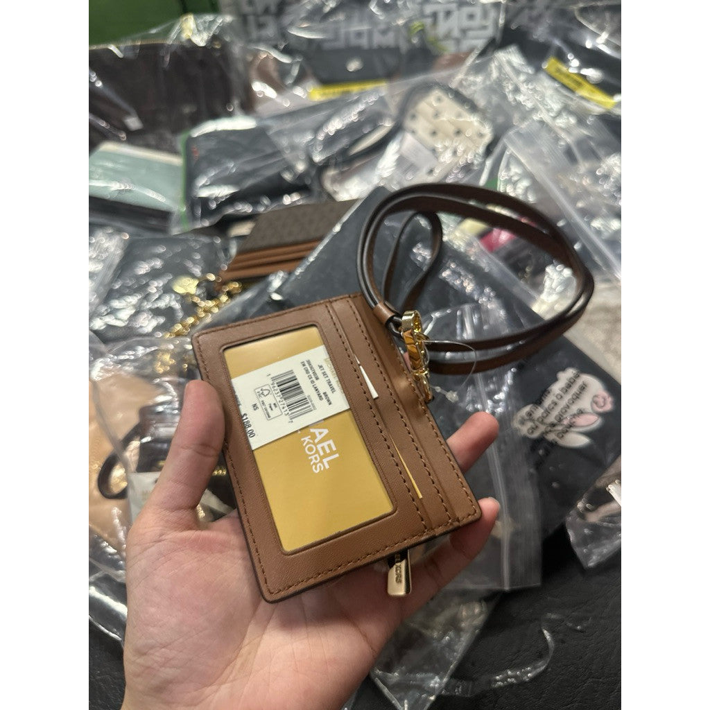ORIG & IMPORTED MK Card Case ID Lanyard in Signature Brown