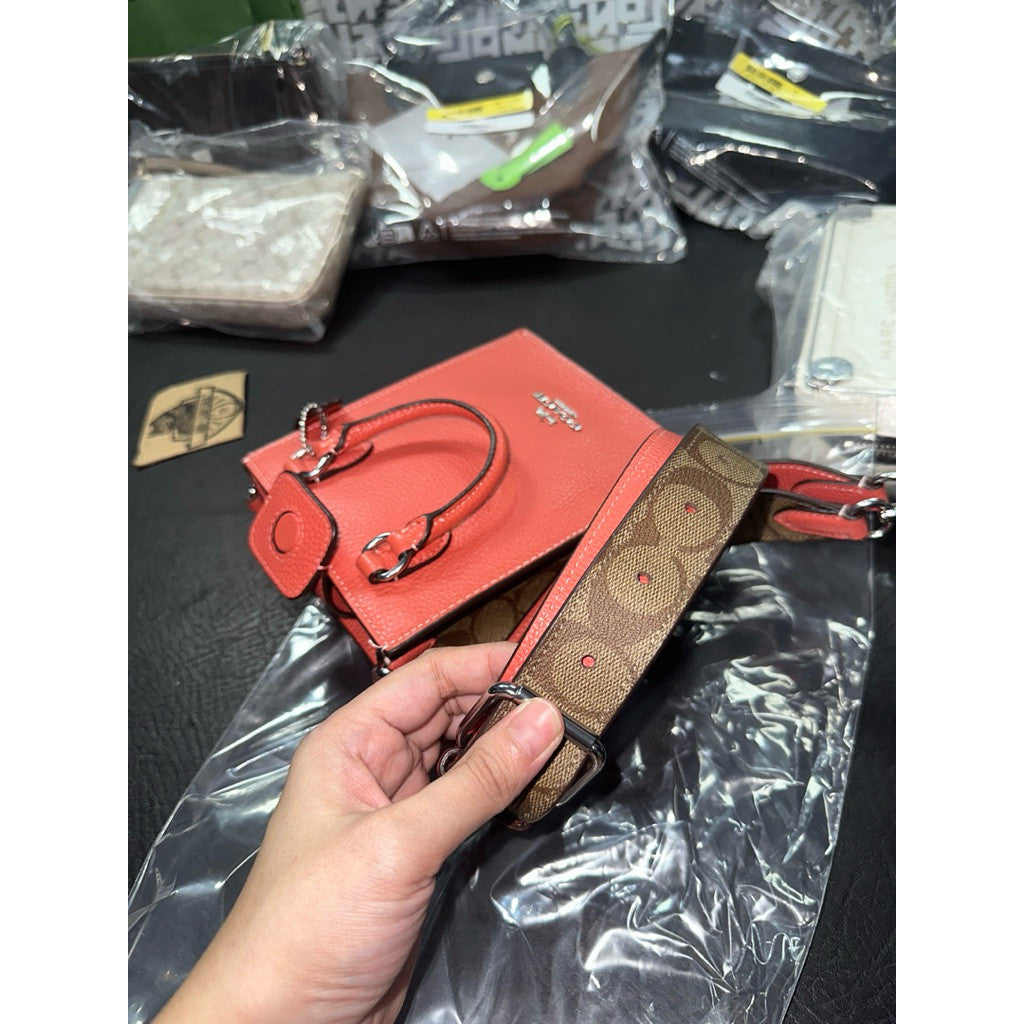 ORIG & IMPORTED CCH Signature North South Mini Tote Khaki Orange Phone Bag