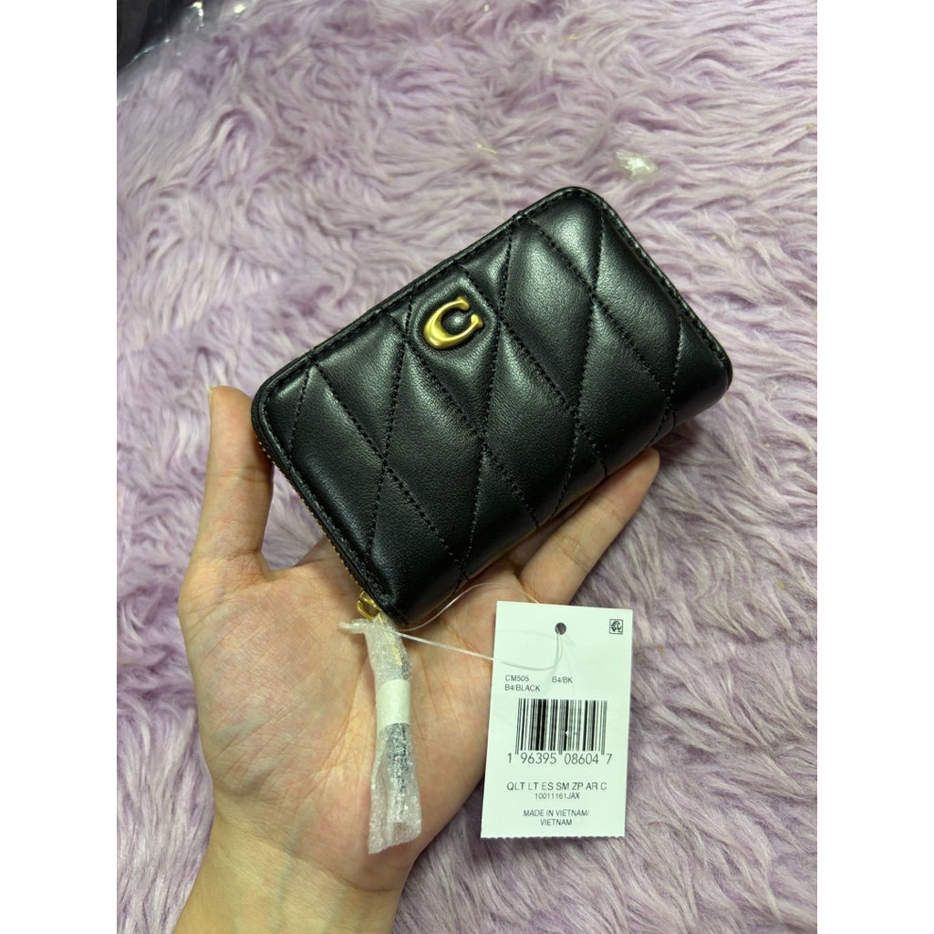 ORIG & IMPORTED CCH Retail Essential Small Zip Around Card Case Black Wallet Quilted