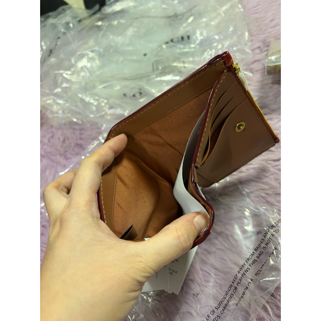 ORIG & IMPORTED Retail CCH Bifold Snap Black/Tan Brown Wallet In Signature Canvas