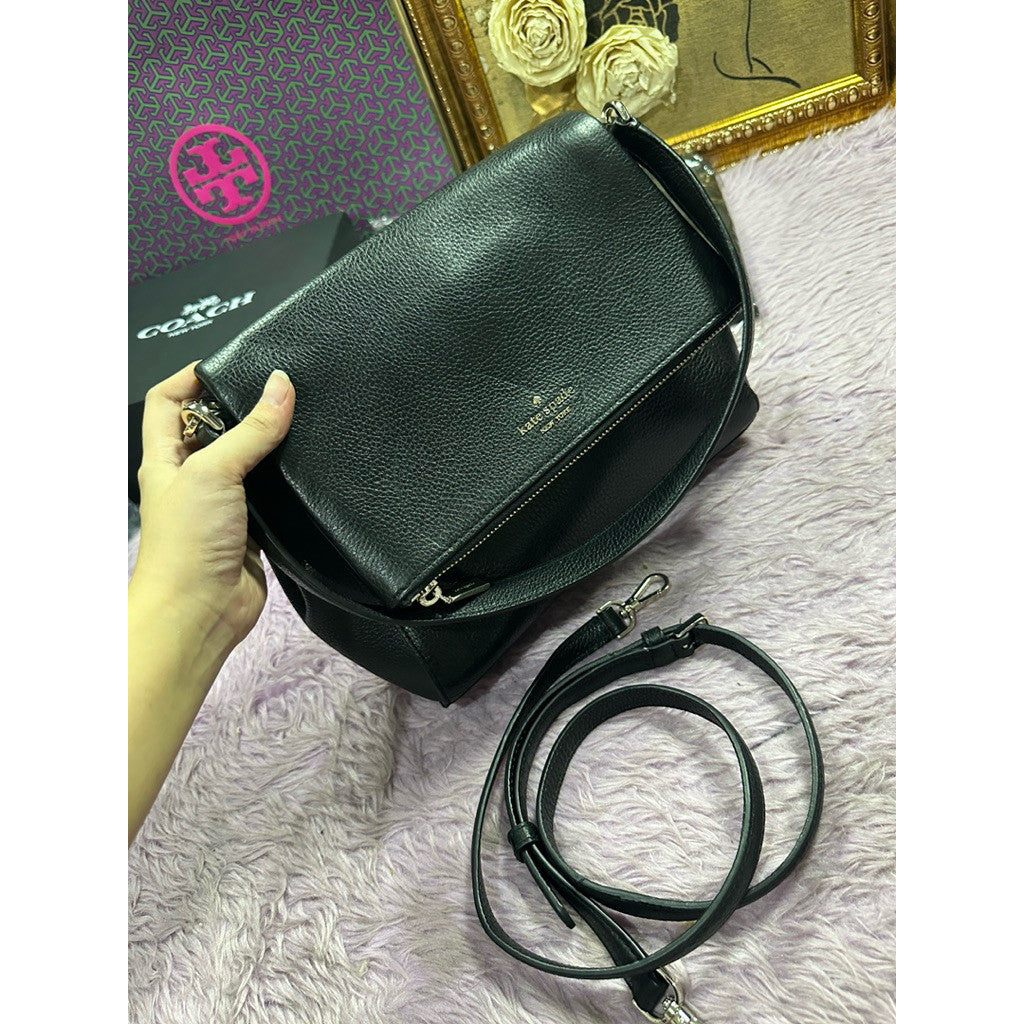 ORIG Preloved KS Leila Medium Flap Shoulder Bag Black