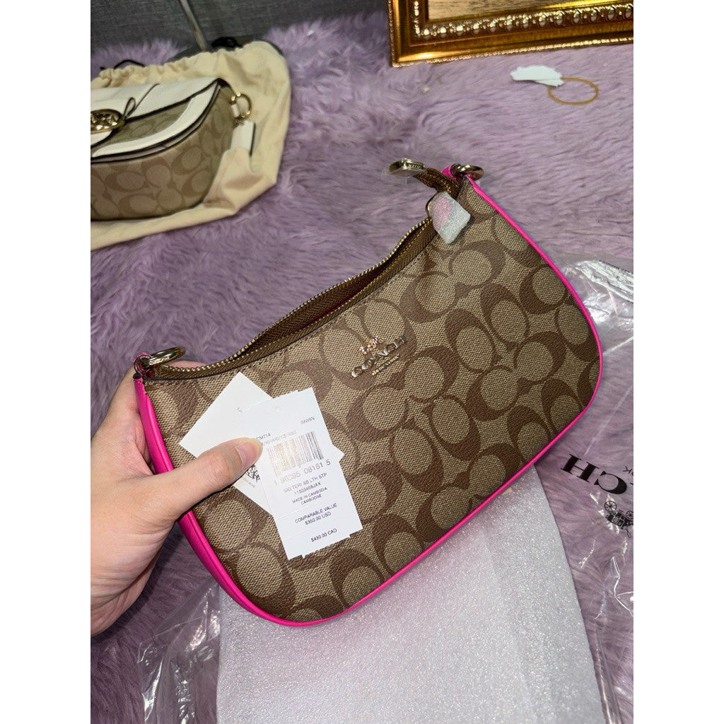 ORIG & IMPORTED Coach Teri Shoulder Bag in Khaki/Pink