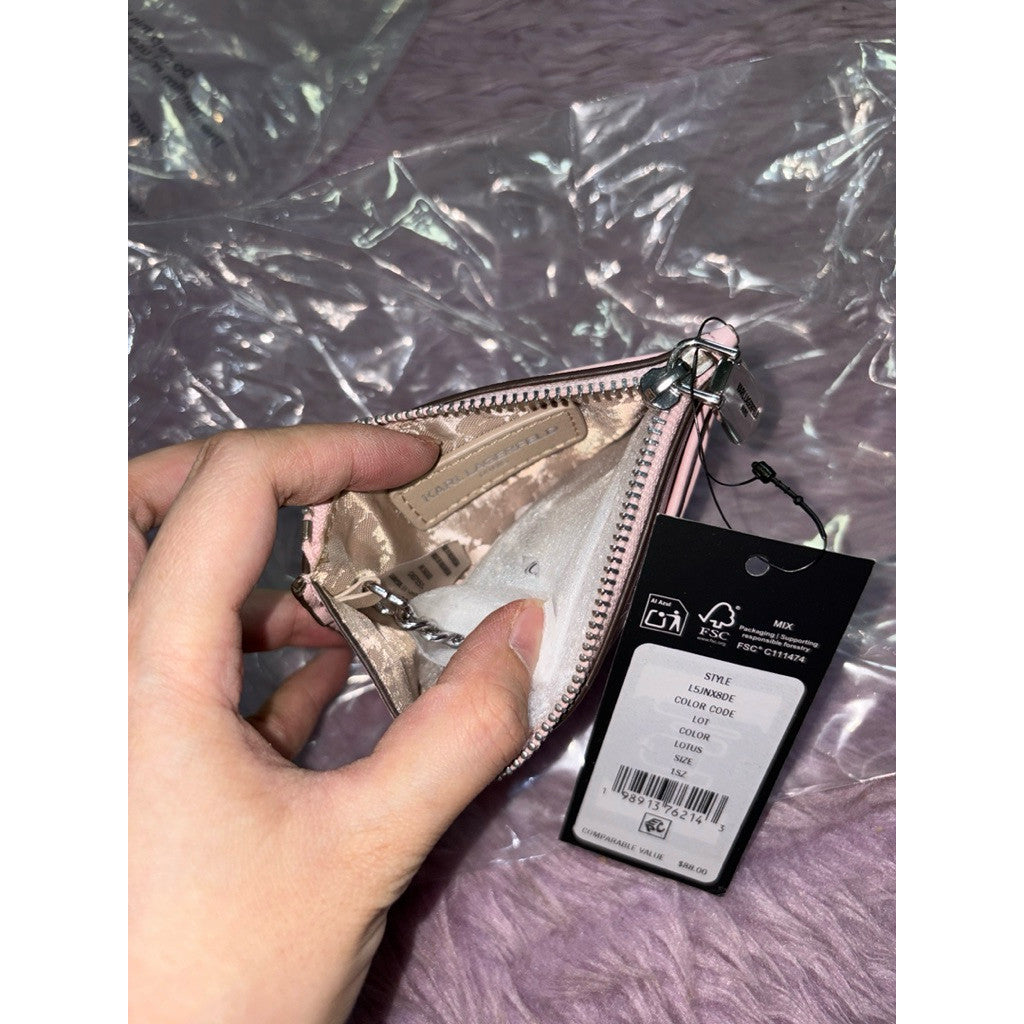 ORIG & IMPORTED Karl Lagerfeld KL Card Case Skinny Small Slim Wallet Pink/Black