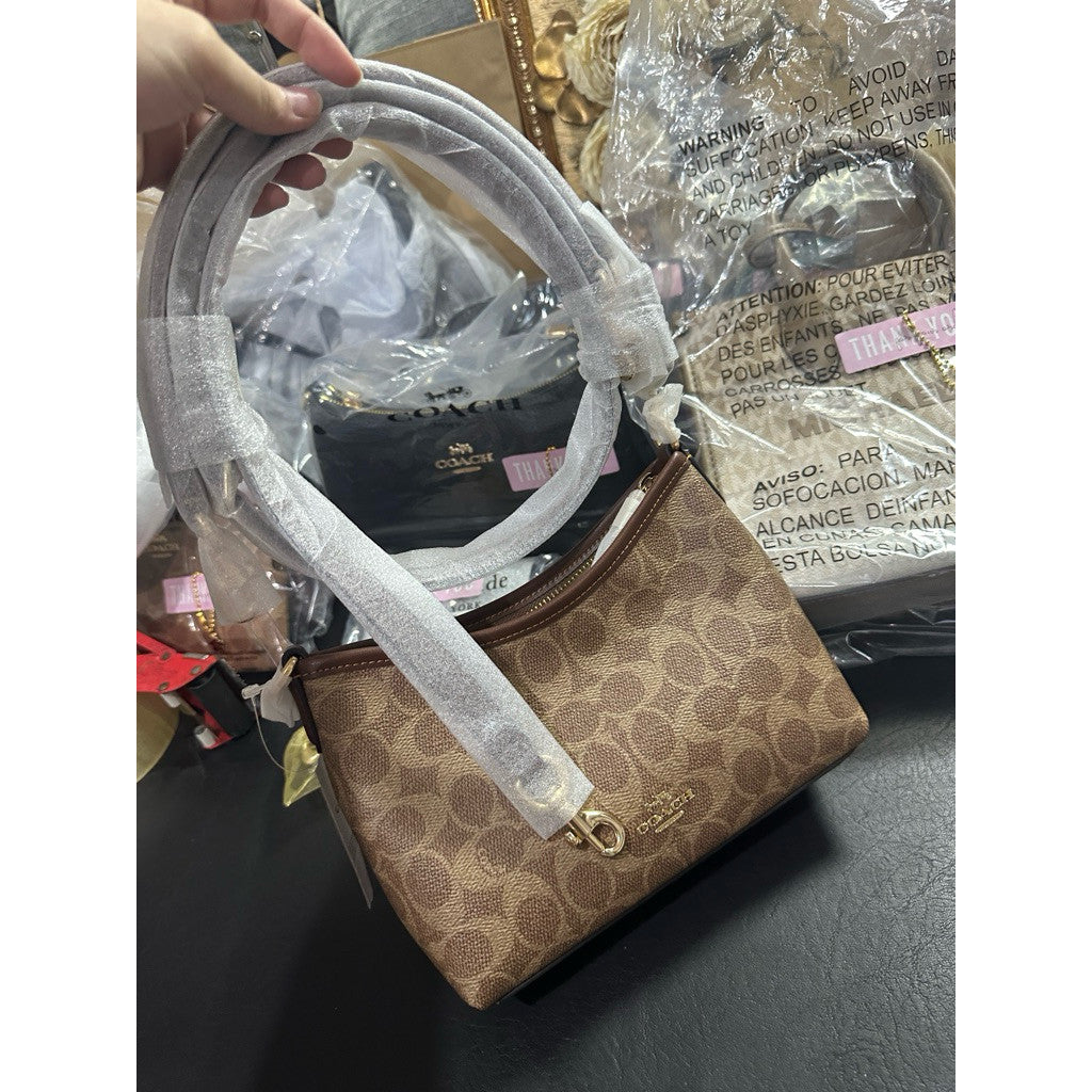 ORIG & IMPORTED CCH Mini Laurel Small Shoulder Bag In Signature Canvas Tan/Brown