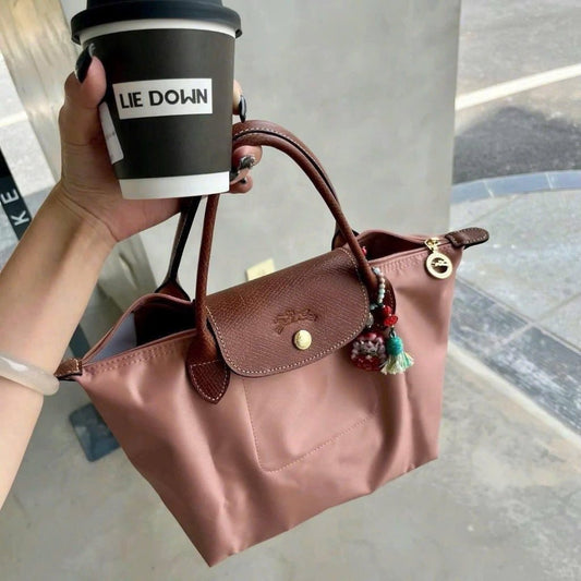 ORIG & IMPORTED ROSETTE PINK Longchamp LC Le Pliage Nylon Tote Bag