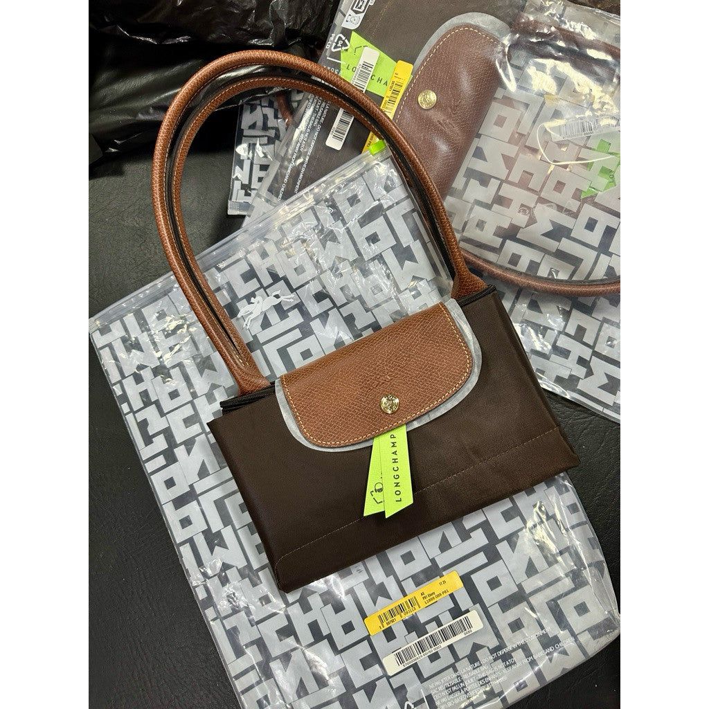 ORIG & IMPORTED EBONY BROWN Longchamp LC Le Pliage Nylon Tote Bag