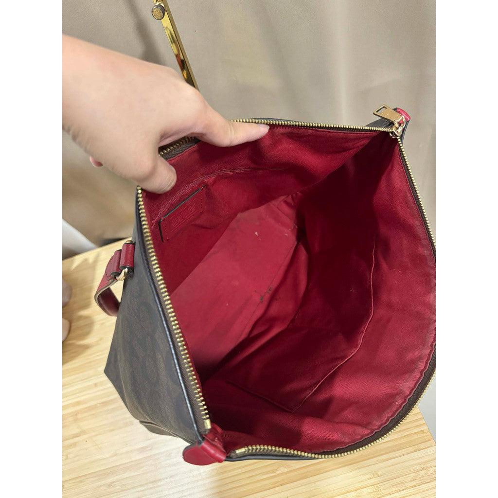 ORIG Preloved CCH Gallery Large Tote Bag In Brown/Red