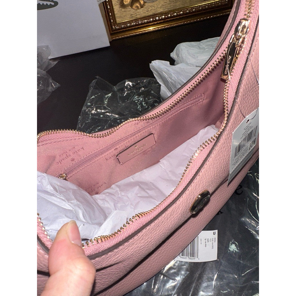 ORIG & IMPORTED KS Kayla Hobo Crescent Shoulder Bag Pink/Beige