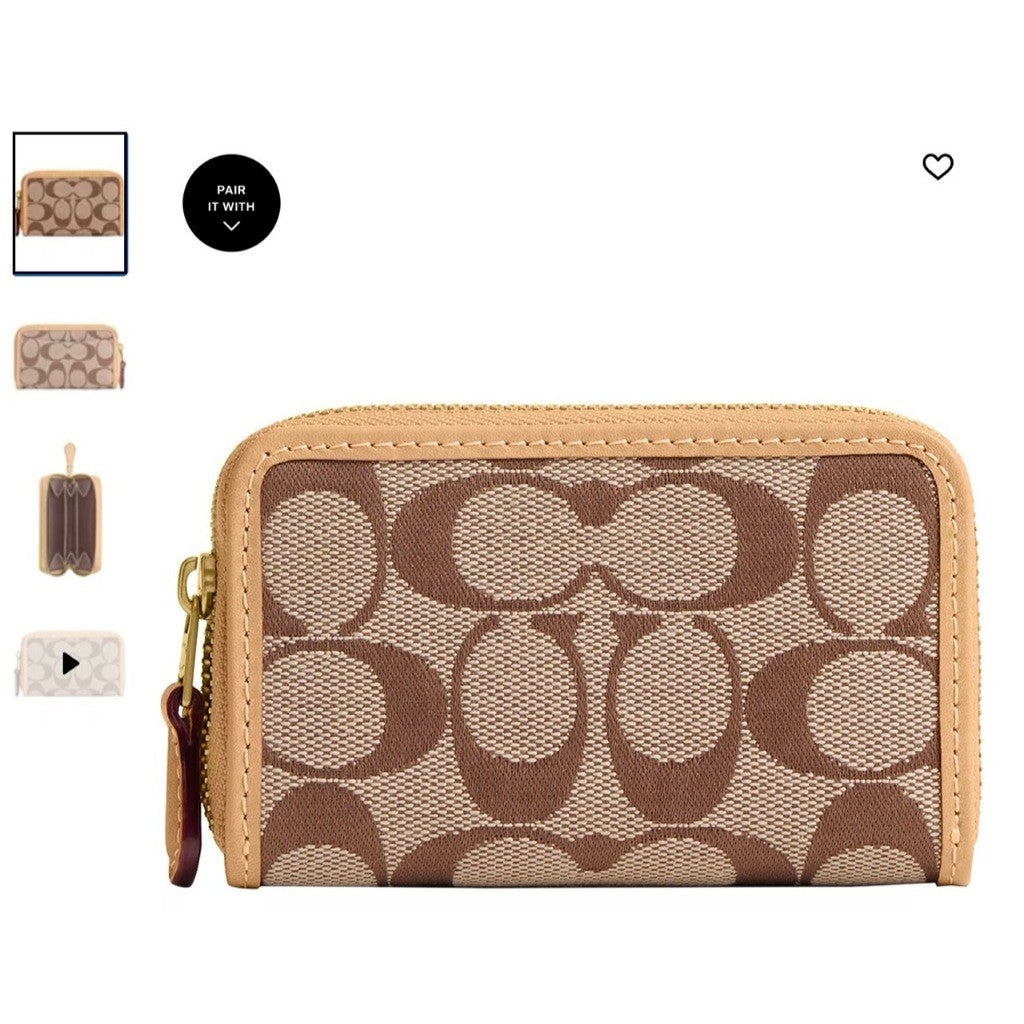 ORIG & IMPORTED CCH Essential Small Signature Jacquard Zip Around Brown Wallet