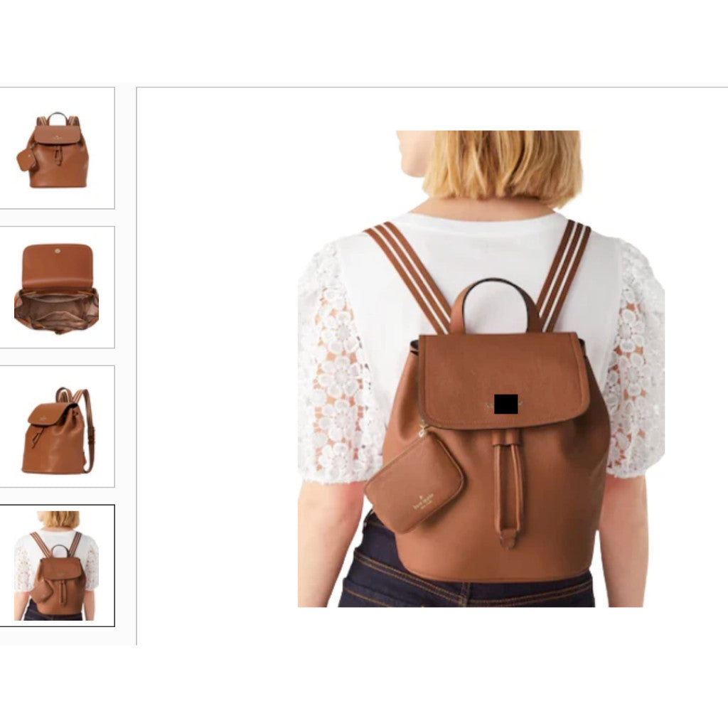 ORIG & IMPORTED KS Rosie Medium Flap Backpack Brown Bag with Wallet