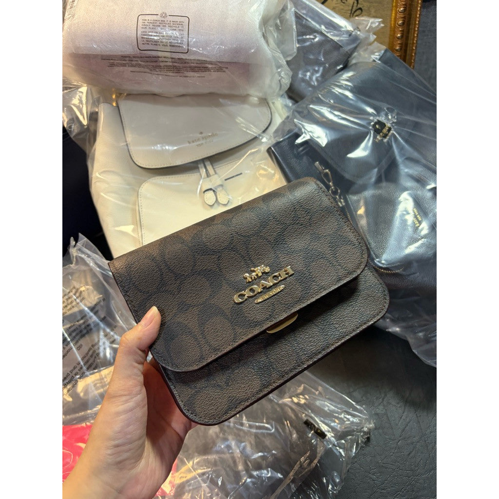 ORIG & IMPORTED CCH Mini Brynn Crossbody Small Flap Brown/Pink Bag