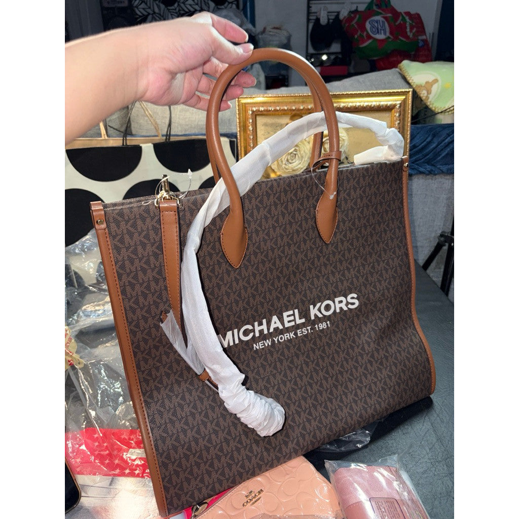 ORIG & IMPORTED MK Mirella Large Book Travel Tote in Signature Brown Bag