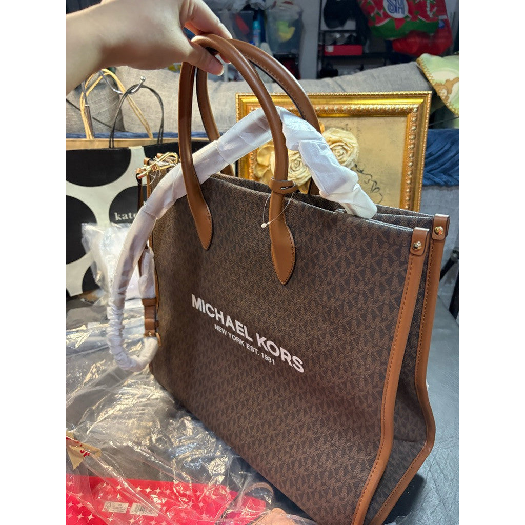ORIG & IMPORTED MK Mirella Large Book Travel Tote in Signature Brown Bag