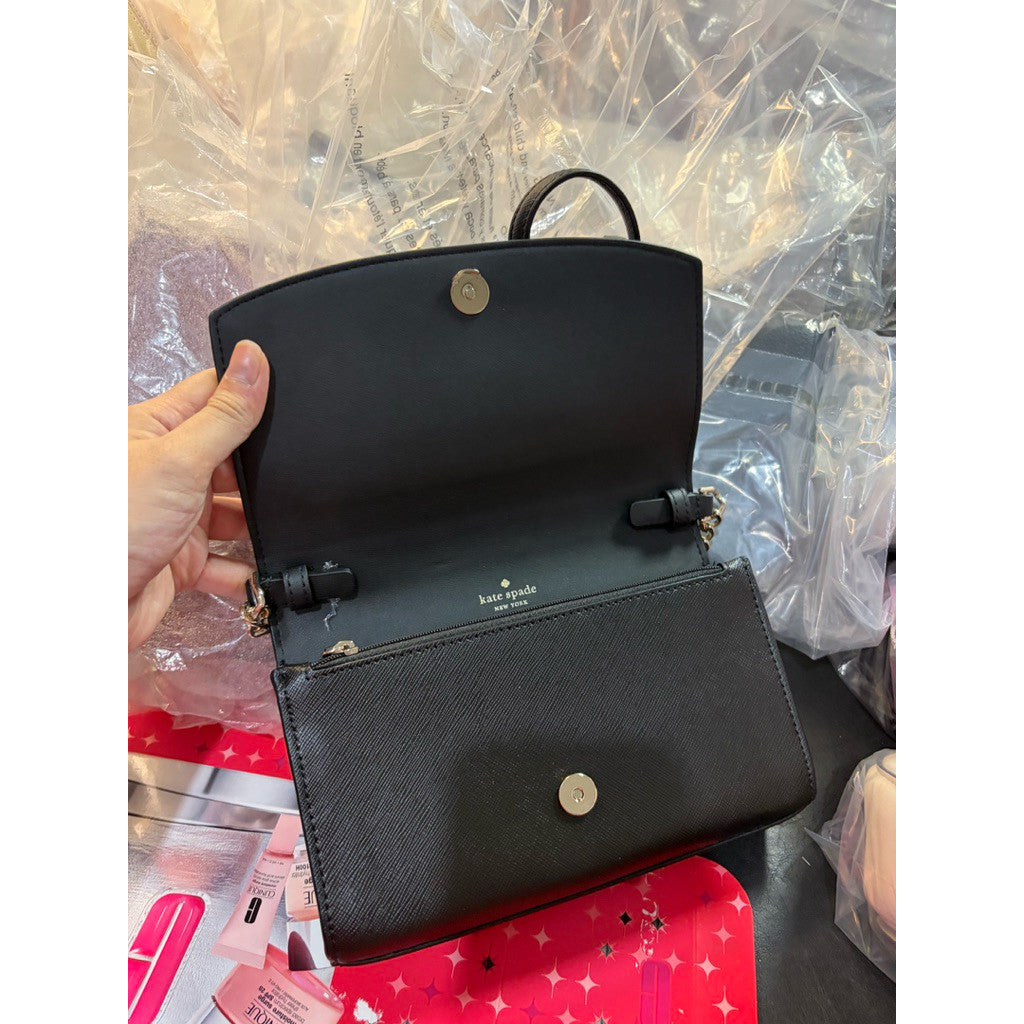 ORIG & IMPORTED KS Staci Small Flap Crossbody Black Bag