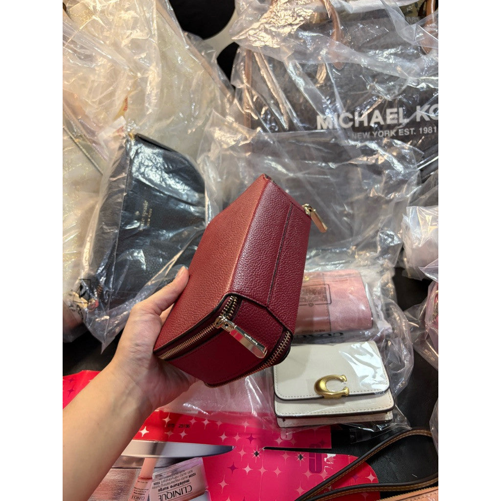 ORIG & IMPORTED KS Zip Code Double-zip Crossbody Small Maroon Bag