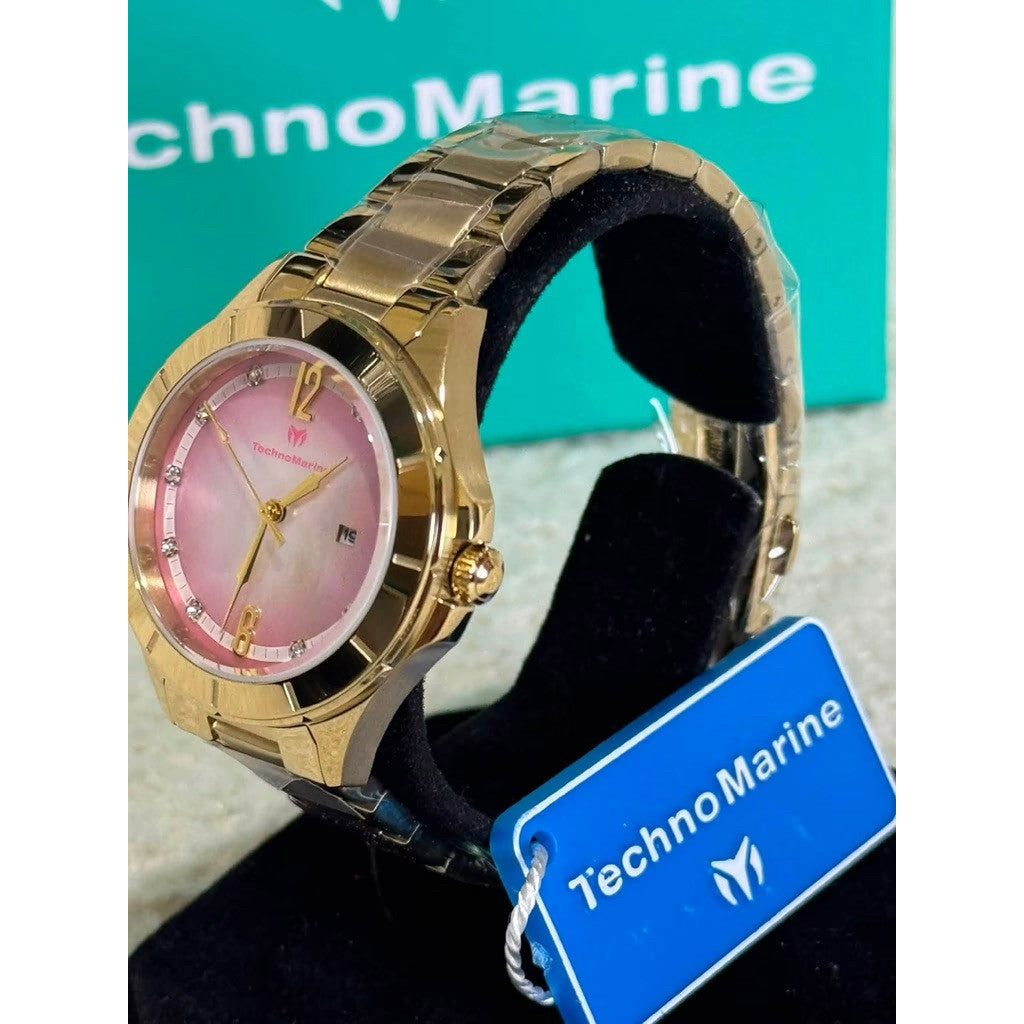 ORIG & IMPORTED Technomarine 33mm LUNA TM-825001 Gold Lady's Watch