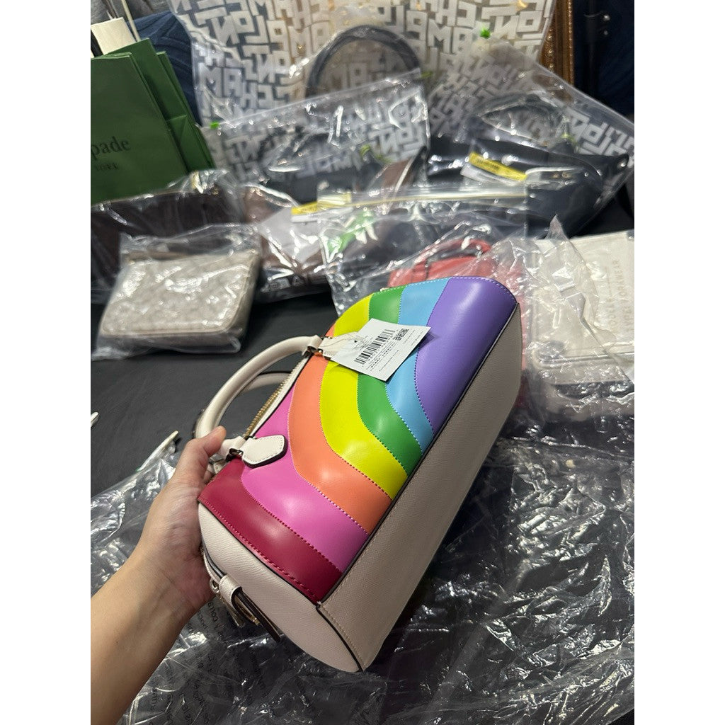 ORIG & IMPORTED KS Rainbow Duffle Crossbody White Bag
