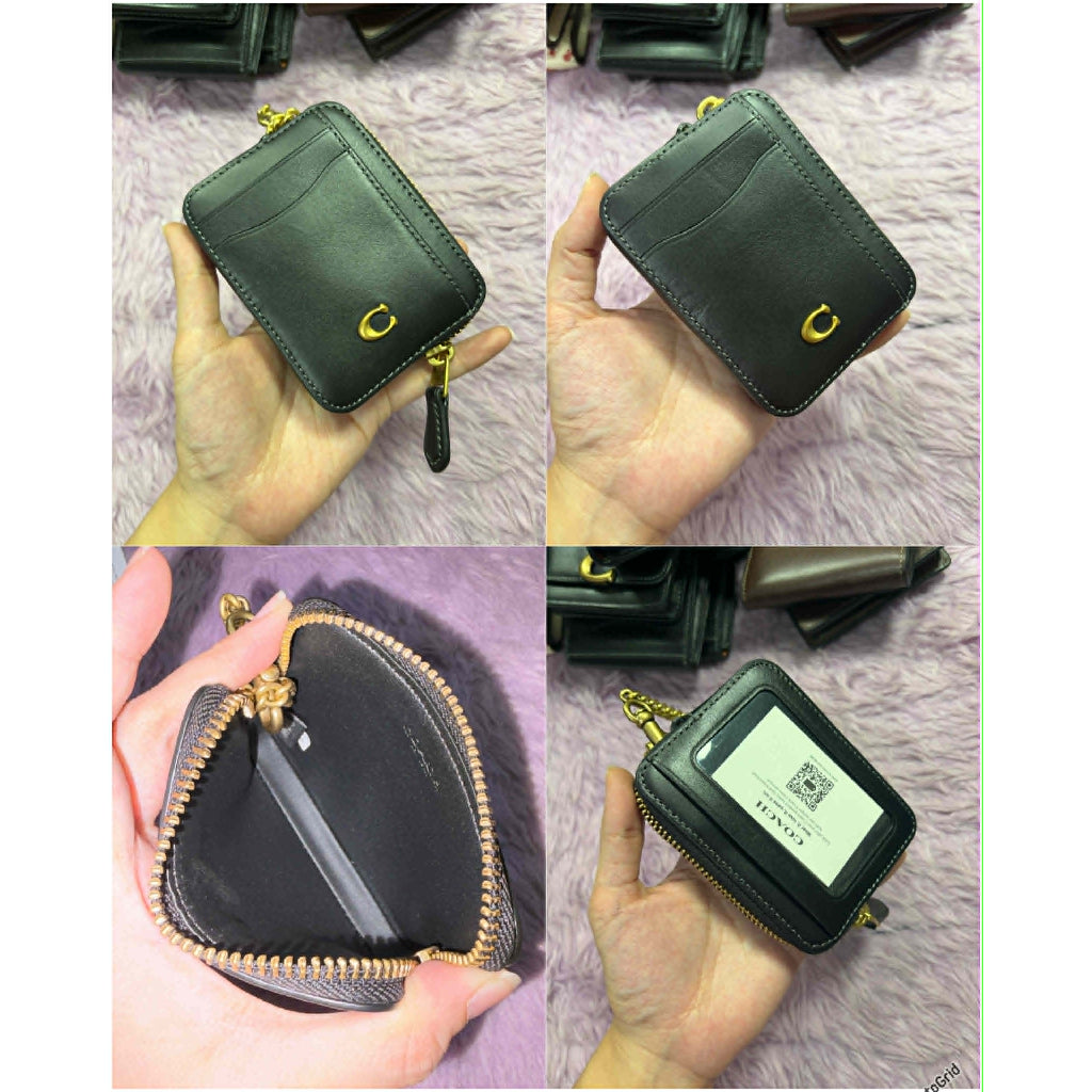ORIG & IMPORTED CCH Retail Essential Chain Zip Card Case Pink Purple Black White Wallet