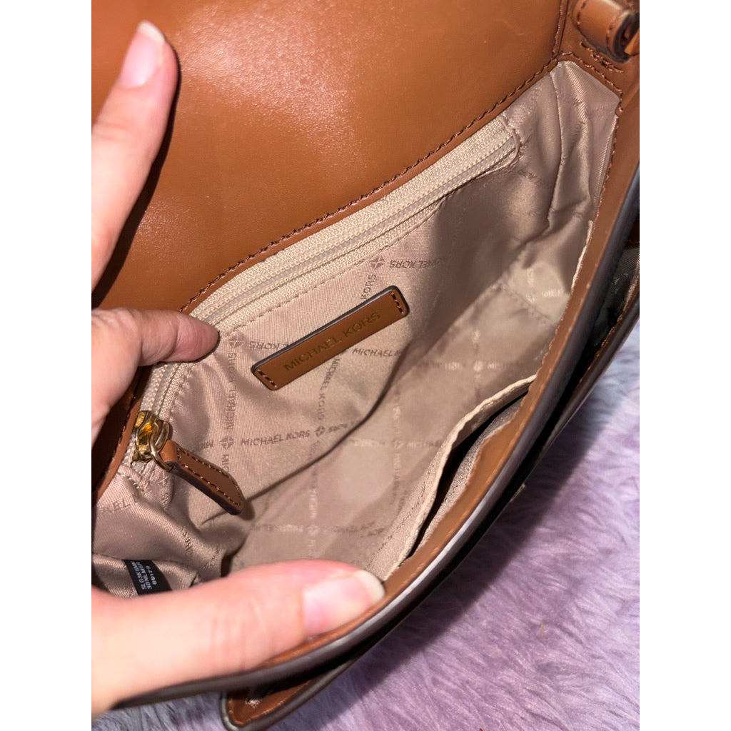 ORIG Preloved MK Sloan Editor Medium Flap Messenger Brown Bag