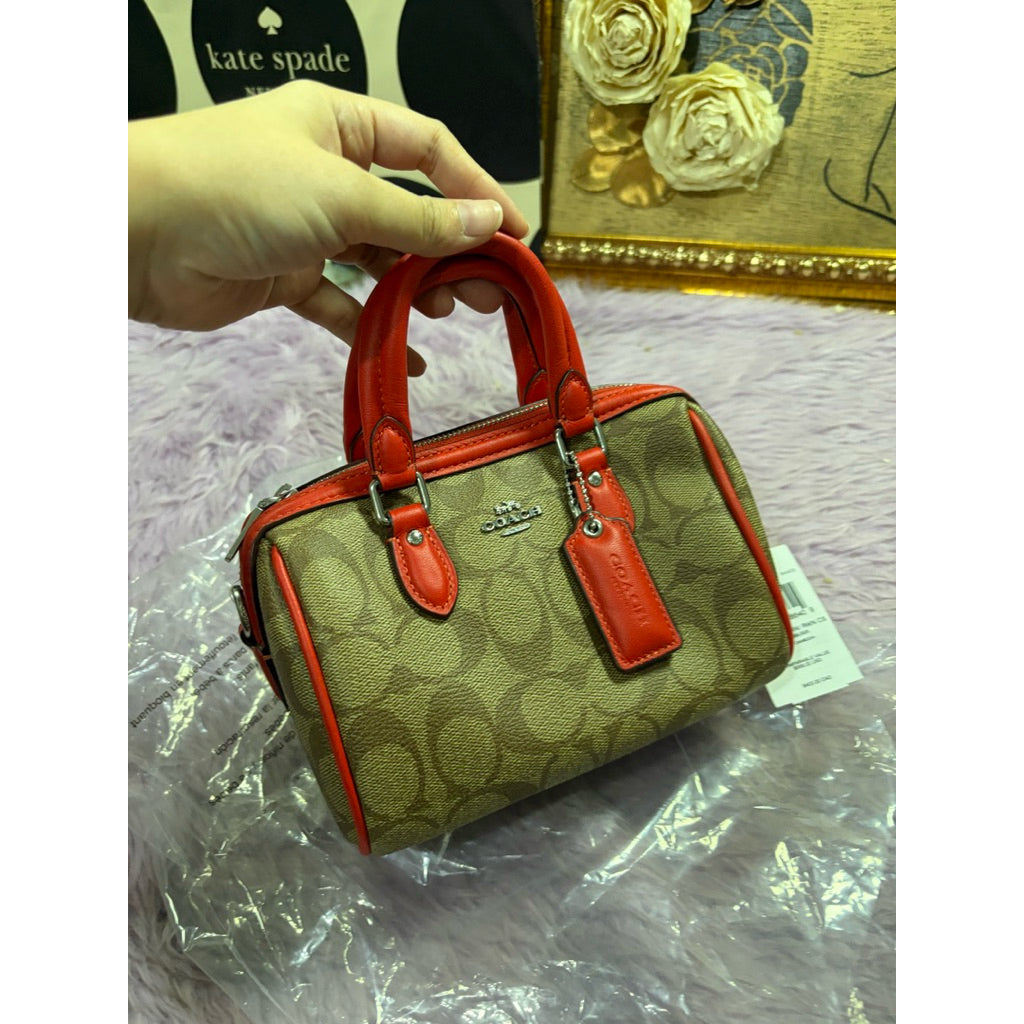 ORIG & IMPORTED CCH Mini Rowan Crossbody Small Bag in Khaki Brown/Miami Red