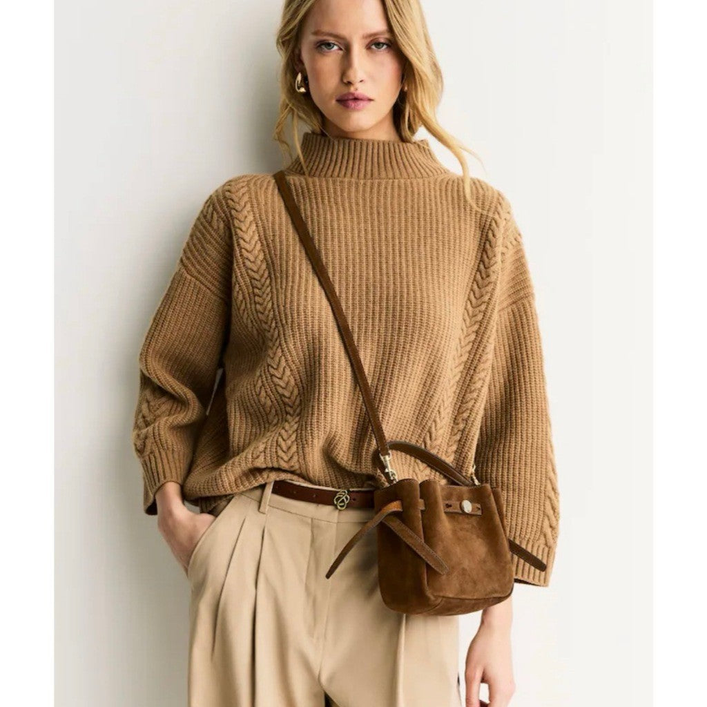 ORIG & IMPORTED TB Burch Dark Cocoa Brown Romy Suede Mini Bucket Bag Brown